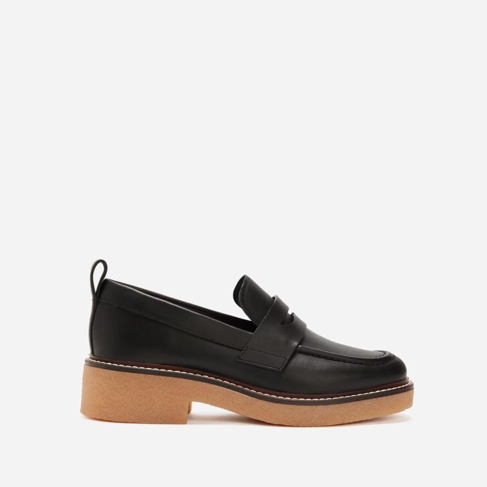 Everlane Black Loafers with Tan Sole